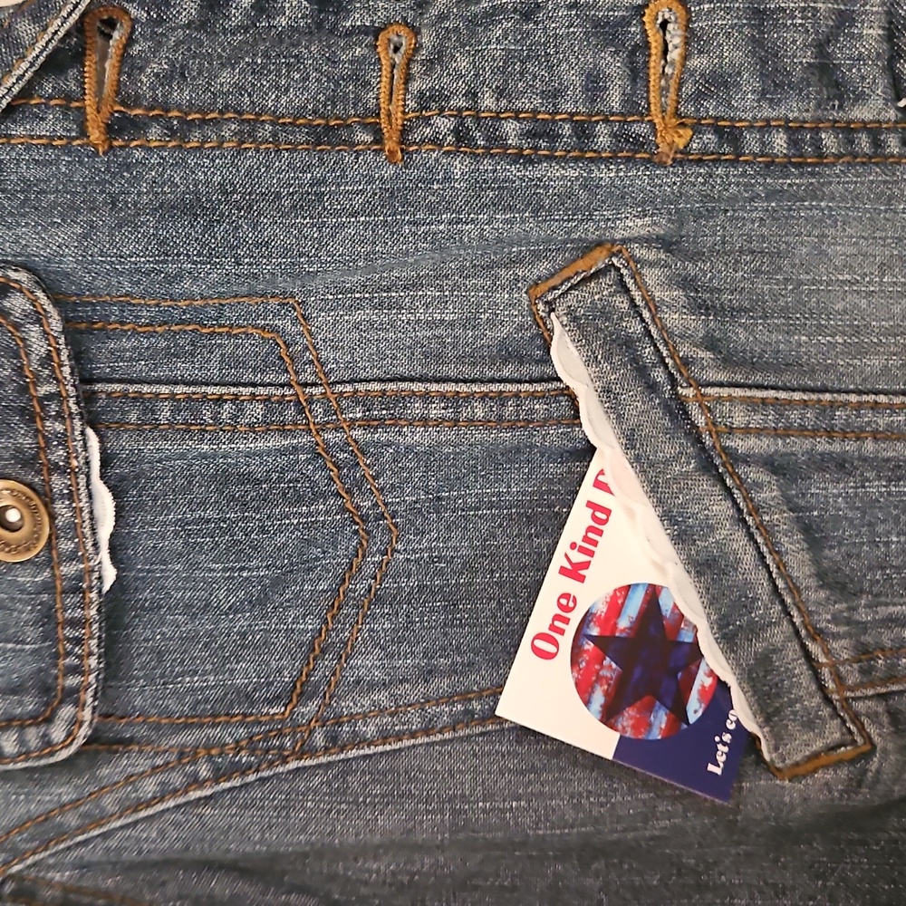 HANDMADE" ☆OKD  "L.e.i." "WINDOW FLOWERS" UpPURPOSED JEAN JACKET! 💙 LG - Picture 5 of 11
